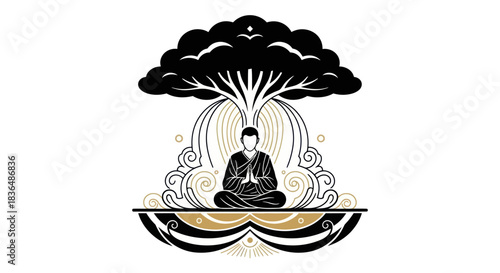 Astronaut in space suit floating against geometric shapes design