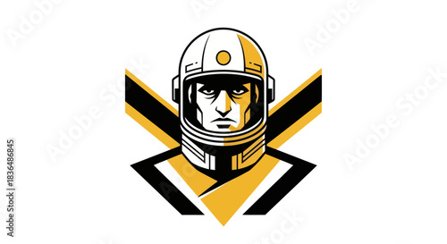Astronaut in helmet bold vector graphic for space exploration concept