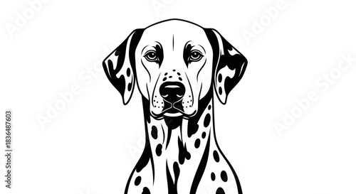 Black and white dalmatian portrait vector illustration on white background