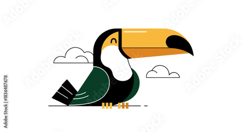 Black and white frog resting on a leaf isolated on white background