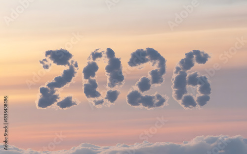 2026 Year Made of Clouds with Soft Pastel Sky