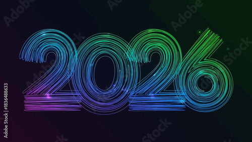 Download happy new year 2026 image vector illustration with gradient color for new year celebration design