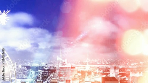 Illuminated Cityscape with Festive Lights