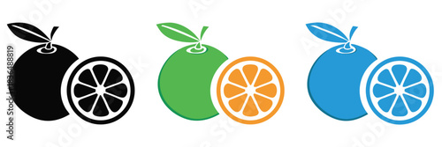 Orange slice shape set. Grapefruit black symbol collection. Mandarin elements.Vibrant citrus slices for summer promotions and healthy living
