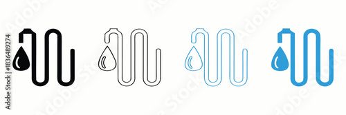 Clean water flows in modern design, four style choices icon,
