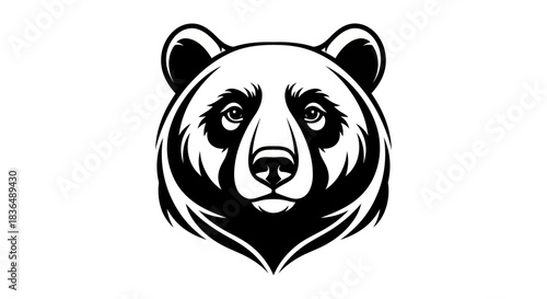 Bold black and white bear head design vector illustration on white