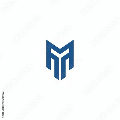 Strong M or MN Letter Monogram Logo Design, Abstract Geometric Vector Symbol in Black and Blue, Ideal for Security, Tech, or Gaming Branding