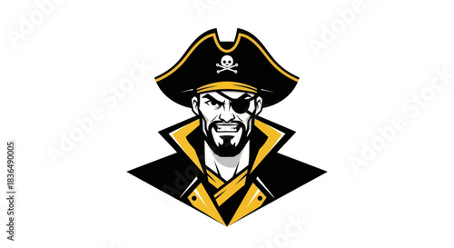Bold pirate illustration graphic design of sea robber for various projects