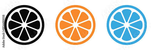 Orange slice shape set. Grapefruit black symbol collection. Mandarin elements.Vibrant citrus slices for summer promotions and healthy living
