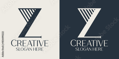 Creative letter Z logo design with rocket element for startup or technology branding vector illustration