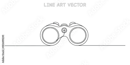 Continuous one line drawing of binoculars with arrow focus indicating future vision and strategic business search