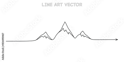 Continuous one line drawing of mountain landscape with path leading forward representing journey and outdoor adventure