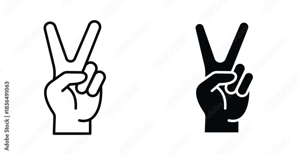 Fototapeta premium Peace sign icon set. Peace sign vector symbol in black filled and outlined style.