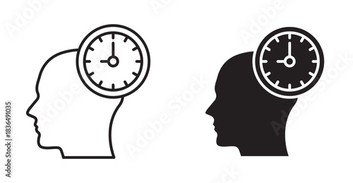 Patience icon. Line with editable stroke and flat for Web