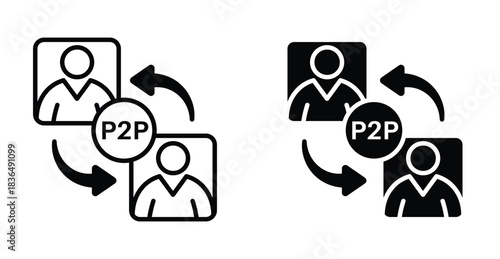 Peer to peer icon. Line with editable stroke and flat for Web