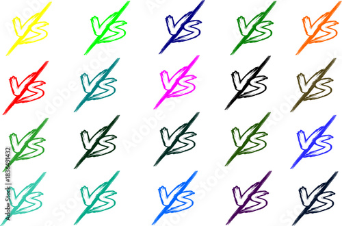Versus V/S multicolor 20 vector set with competition fight battle challenge championship duel match game sport background editable and can add colour and changeable for every purpose.