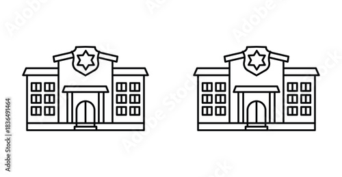 Police office icon set. Police office vector symbol in black filled and outlined style.