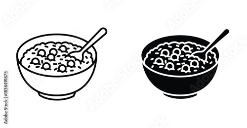 Porridge icon set. Porridge vector symbol in black filled and outlined style.