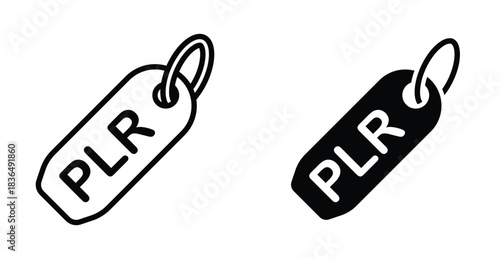 Private label rights icon set. Private label rights vector symbol in black filled and outlined style.