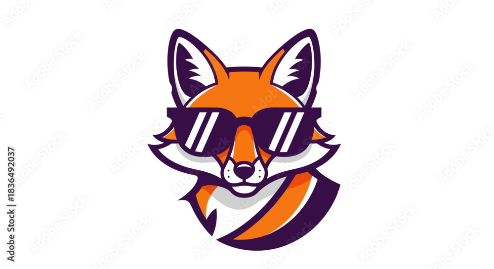 Fototapeta premium Cartoon fox wearing sunglasses vector illustration on white background