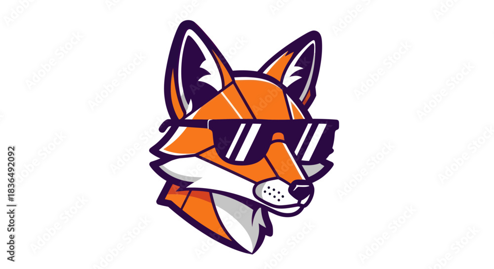 Fototapeta premium Cartoon fox wearing sunglasses isolated on white background vector illustration
