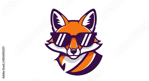 Cartoon fox wearing sunglasses vector illustration on white background