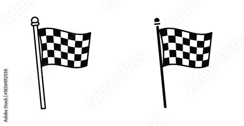 Racing flag icon set. Racing flag vector symbol in black filled and outlined style.