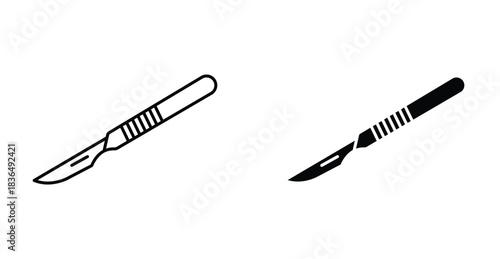 Scalpel icon. Line with editable stroke and flat for Web
