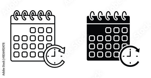 Schedule icon. Line with editable stroke and flat for Web