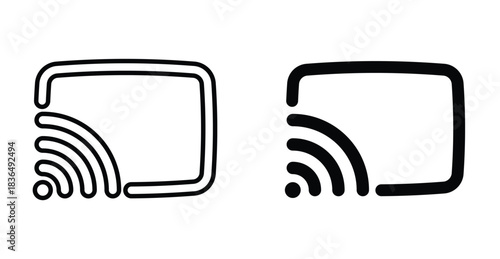 Screencast icon. Line with editable stroke and flat for Web