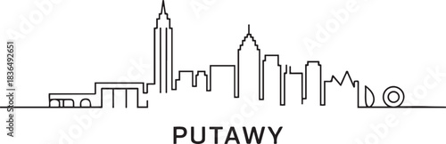 Putawy city skyline Line art illustration. one line Icon drawing