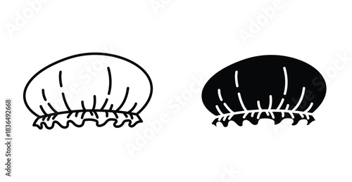 Shower cap icon set. Shower cap vector symbol in black filled and outlined style.