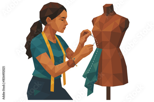 Geometric seamstress design: creative tailoring with low poly art