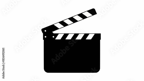 Classic black and white film clapperboard, essential tool for filmmaking and video production.