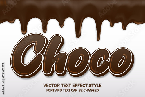 choco melt chocolate flavor melting cream typography editable text effect font style template background design
