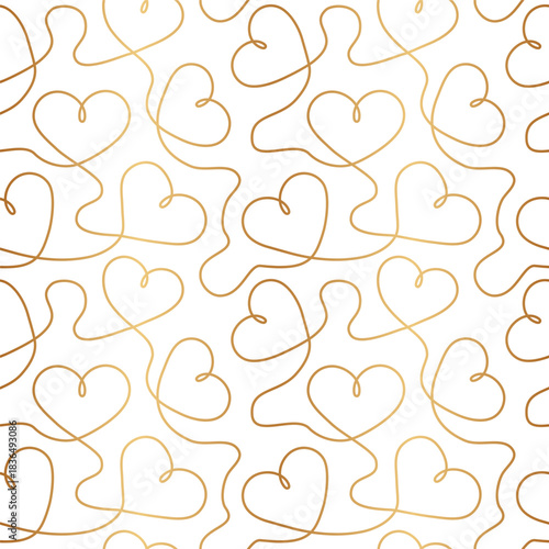 Heart seamless pattern. Elegant love background. Repeating line hearts. Repeated patern for design wedding prints. Cute romantic repeat wallpaper for girl or woman. Waves lattice. Vector illustration