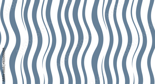 Seamless abstract pattern of vertical wavy stripes in a monochromatic dusty blue color palette on a clean white background.