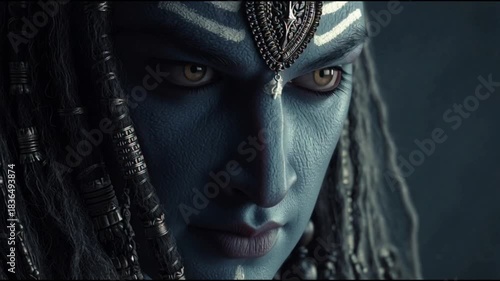 Portrait of Hindu god Shiva