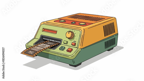 Vintage Film Scanner Machine with Film Strips.