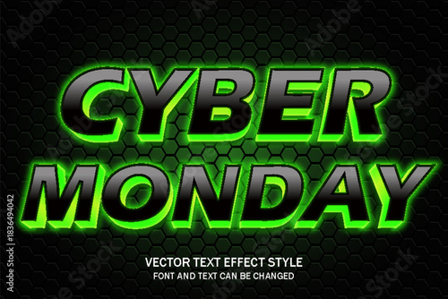 cyber monday green light font typography lettering editable text effect font style template background