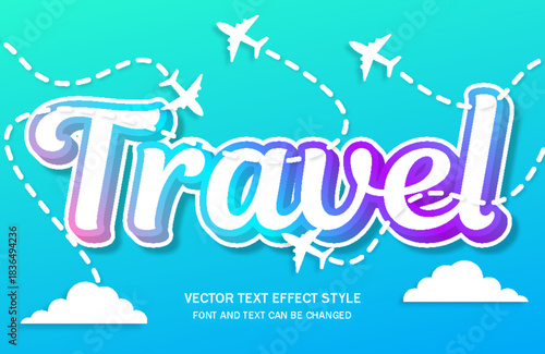 travel journey the world typography editable text effect font style template design background