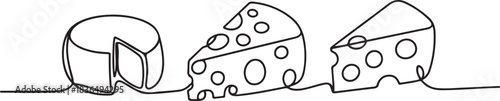 Set of different cheese one line continuous drawing. Cheese products continuous one line illustration. one line Icon drawing