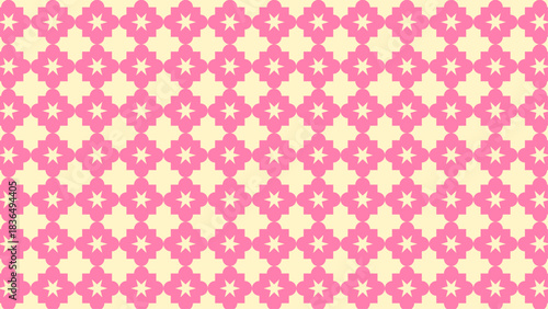 Decorative pink geometry pattern with soft curves and balanced symmetry for design assets
