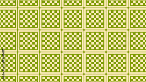 Graphic green geometric layout with rhythmic repeating icons for cards, notebooks and wrapping