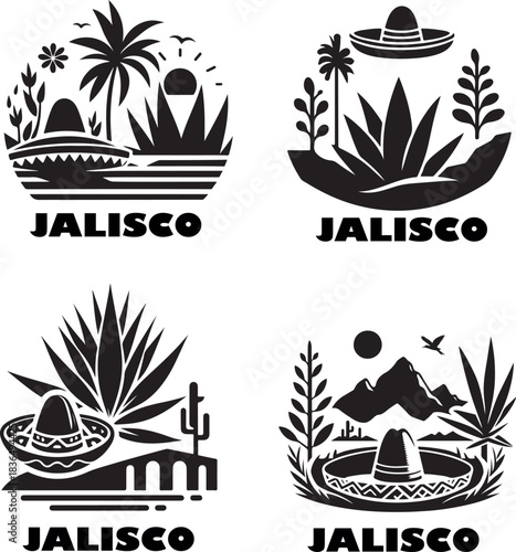 Jalisco silhouette mexicana logo vector white background 