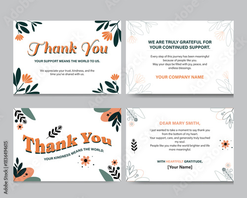 Floral Thank You Card Template Set