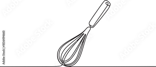Beater Continuous Line Icon, Continuous one line whisk. Stock vector illustration, Continuous one line drawing whisk. Stock vector illustration. one line Icon drawing