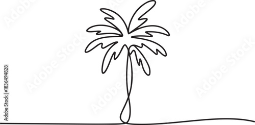 Minimal palm tree one line art design isolated vector in simple and elegant line drawing style. one line Icon drawing