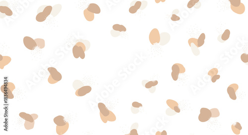 Minimalist and subtle seamless pattern of abstract, scattered paint-like splotches and specks in soft neutral beige and brown tones.