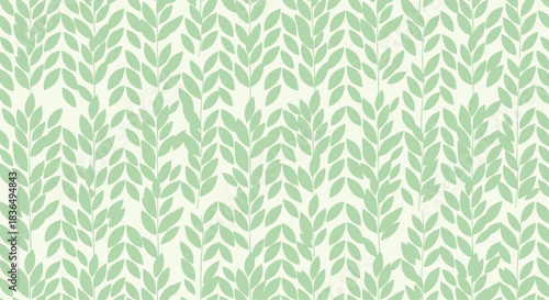 Seamless botanical pattern of vertical climbing vines with dense, light green leaves creating a lush, textured background.